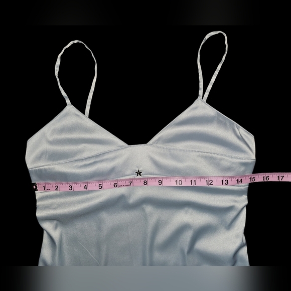 Tommy Hilfiger Y2K Slip Dress Silver Blue Satin Spaghetti Strap Sz S - Picture 13 of 16